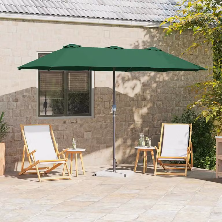 Ombrello da giardino vidaXL verde in poliestere e alluminio L/P/H: 370 x 197 x 239 cm