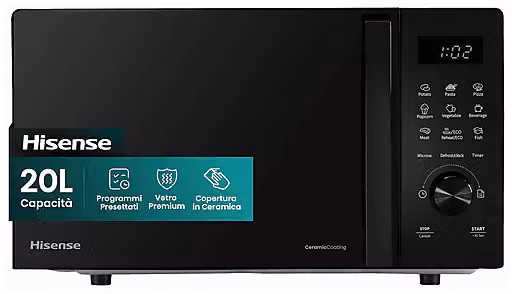 Microonde Hisense H20MOBSD1H da 20 l, Potenza 700 W, Nero con Display LED