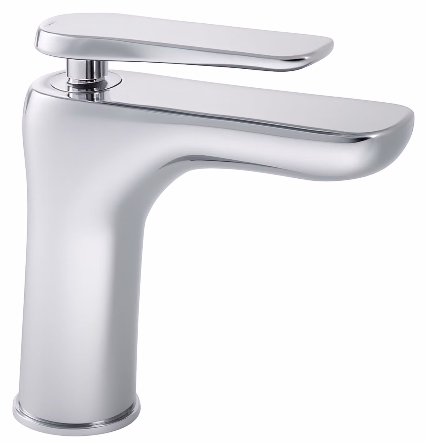 Miscelatore monocomando per lavabo, cromato, in ottone massiccio, con design curvo