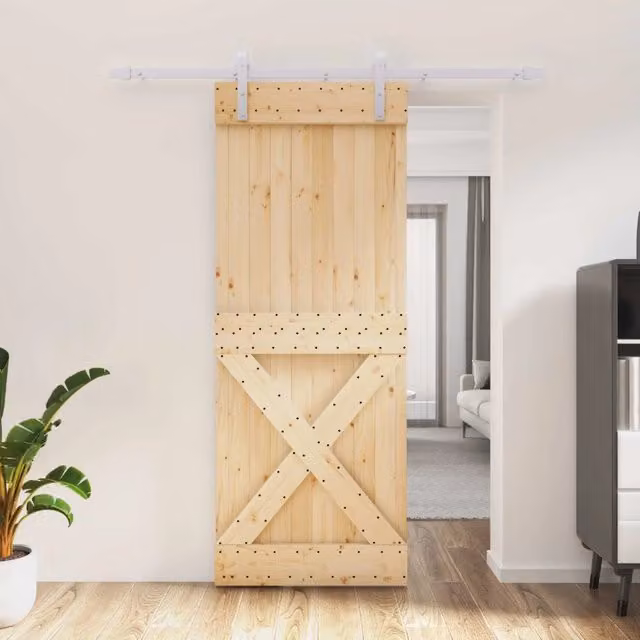 Porta scorrevole moderna vidaXL in legno e acciaio, colori bianco e beige, L: 80 cm, H: 210 cm