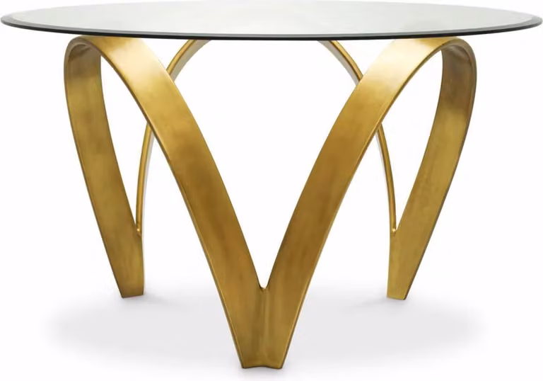 Casa Padrino tavolo da pranzo in alluminio con piano in vetro ottone vintage 130 cm