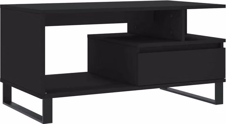Tavolino da Salotto Nero 90x49x45 cm in Legno Multistrato