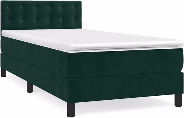 Letto singolo | Letto per adulti | Giroletto a Molle con Materasso Verde Scuro 100x200 cm Velluto