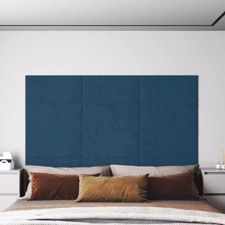 Testiera da parete vidaXL in velluto blu, set di 12 pannelli imbottiti moderni per camera da letto