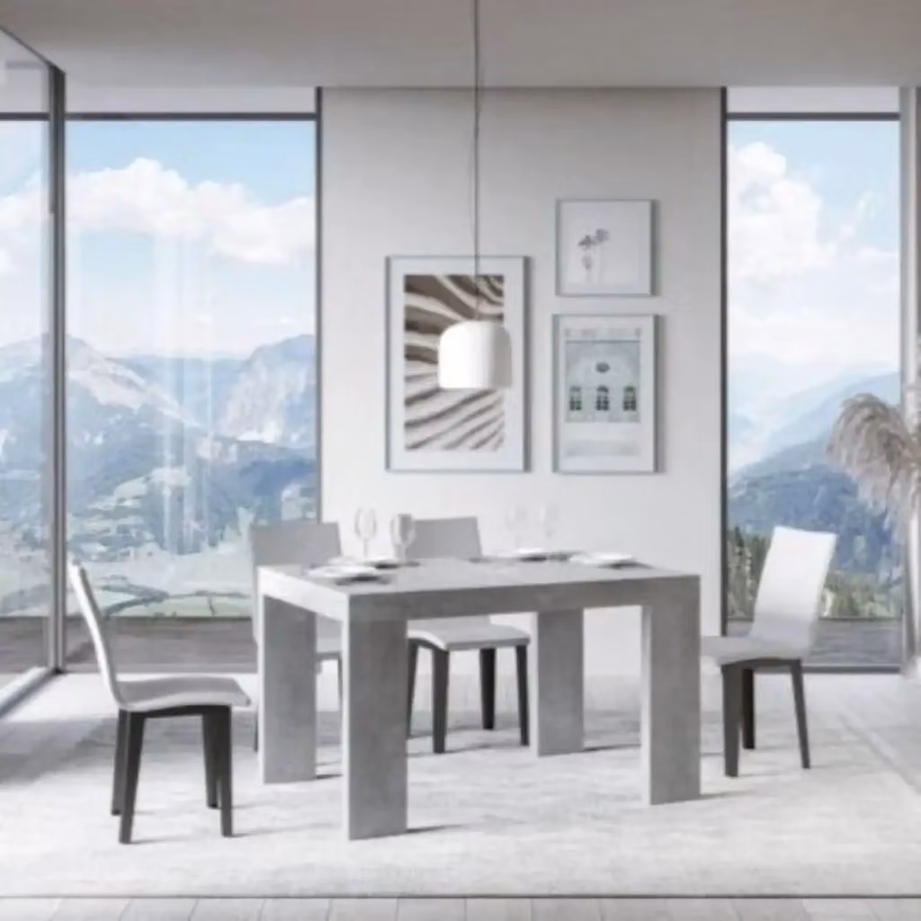 Tavolo allungabile moderno Roxell rettangolare in laminato MDF colore grigio L: 140-400 cm, P: 90 cm – 2