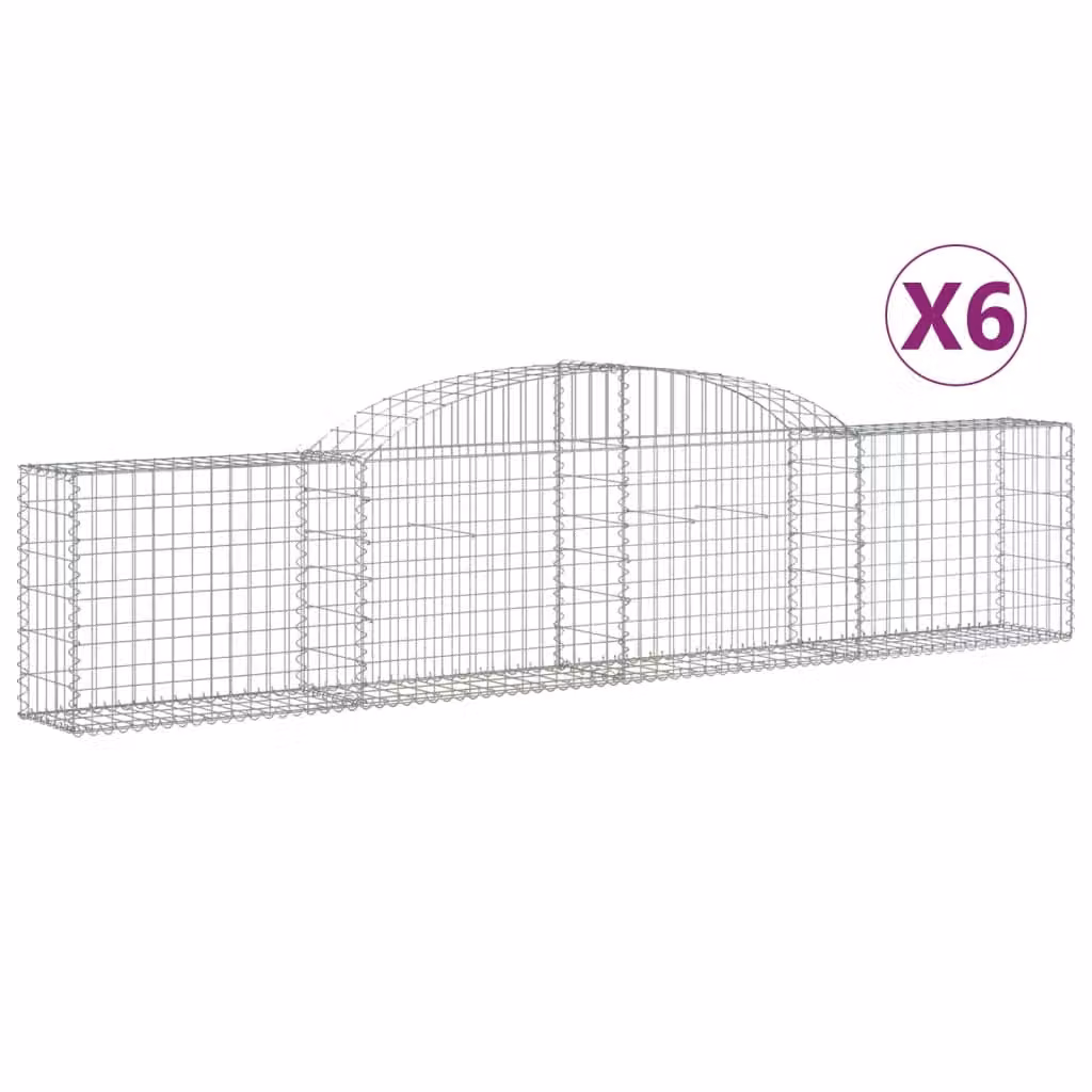 Cesti Gabbioni ad Arco 6 pz 300x30x60/80 cm Ferro Zincato