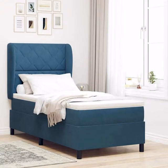 Letto ibrido con testiera in velluto blu vidaXL L: 200 cm, P: 100 cm, H: 128 cm