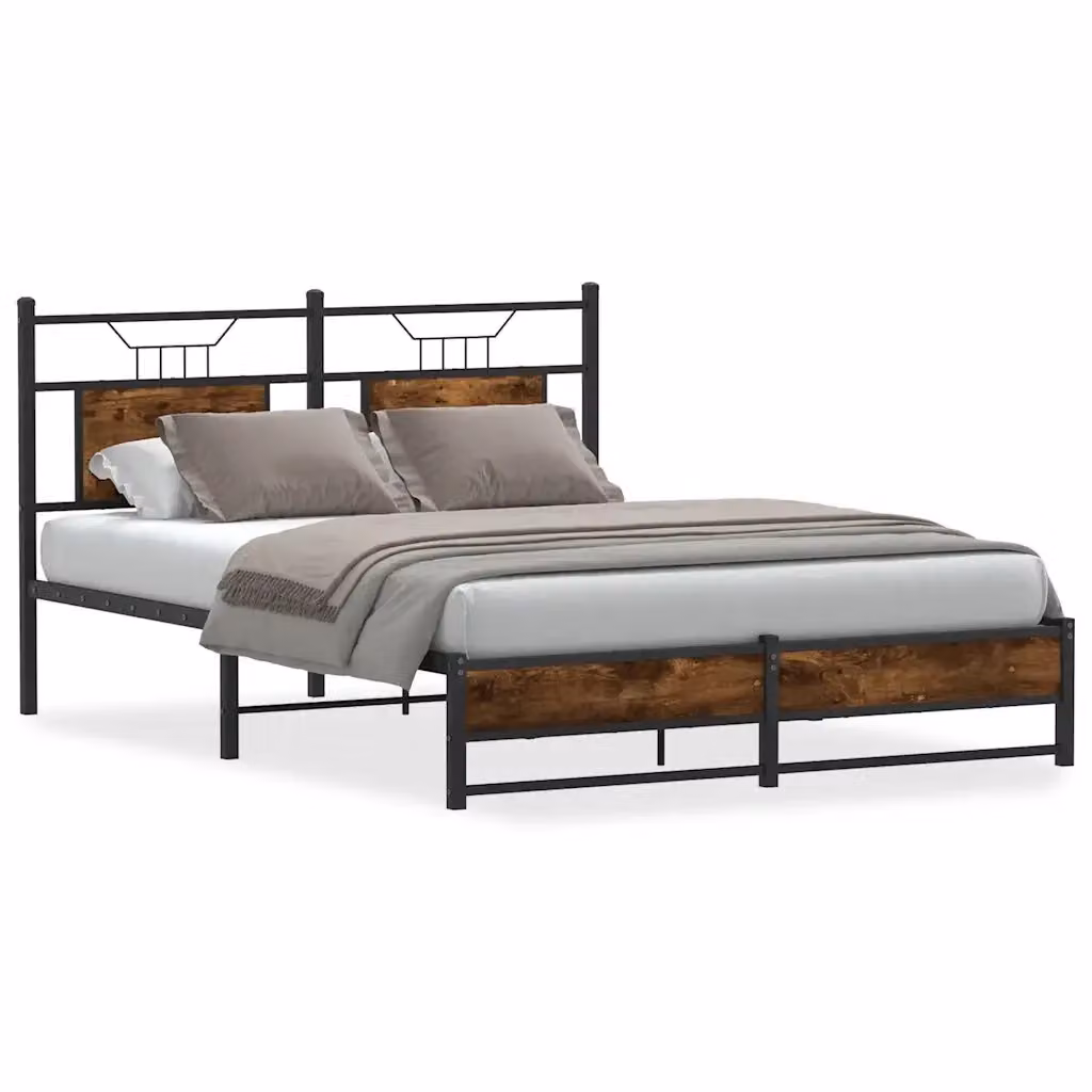 Struttura Letto Design Mania in Rovere Fumo e Metallo, L/P/H: 140 x 200 x 91,5 cm – 2