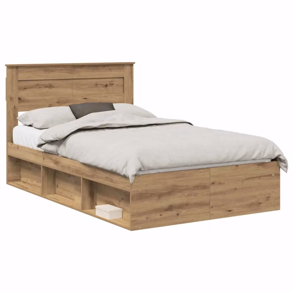 Struttura del letto moderna vidaXL in legno di pino marrone con doghe L/P: 120 x 200 cm – 2