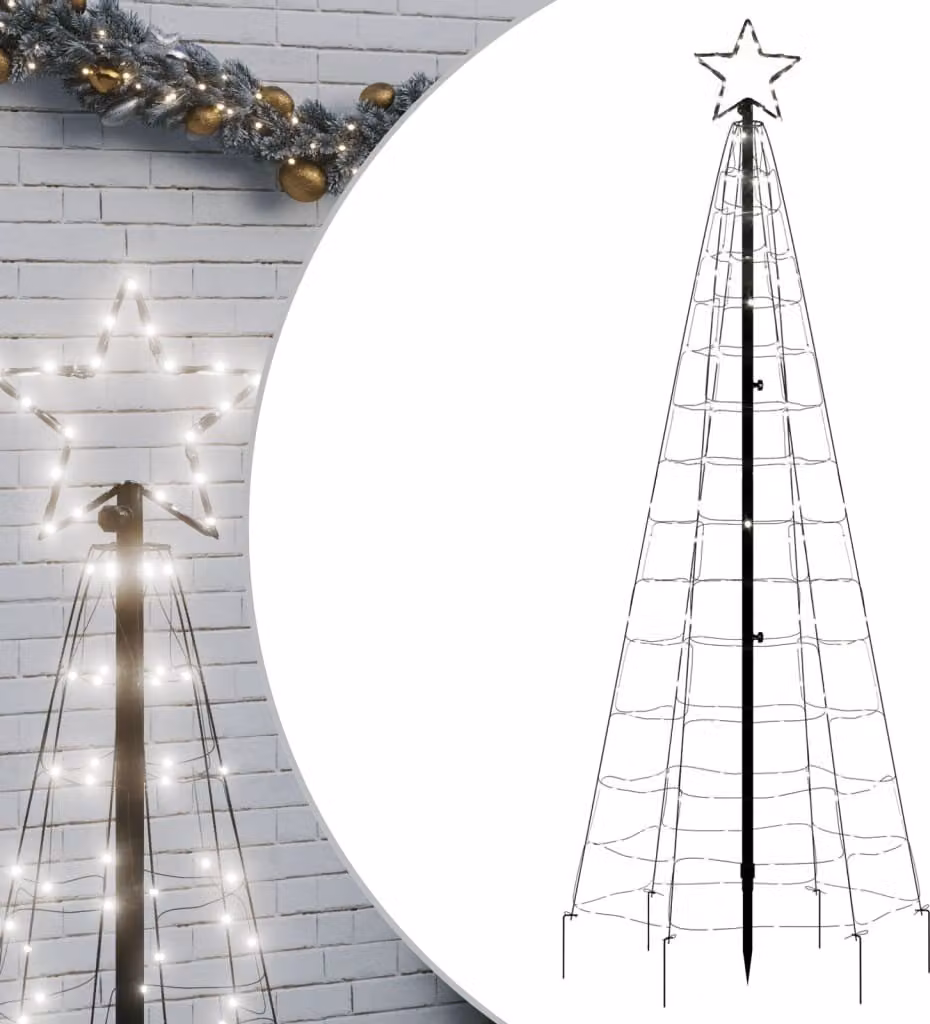 Albero di Natale a LED con Punte 220 LED Bianco Freddo 180 cm