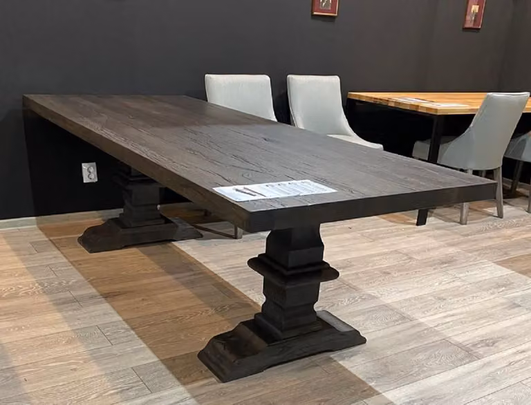 Casa Padrino tavolo da pranzo in stile country grigio 240 x 100 x h. 77 cm - Tavolo da cucina rustico in legno massello - Mobili da sala da pranzo rustici in legno massello - Mobili da sala da pranzo in stile country