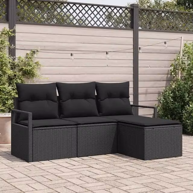 Set di divani 4 pz Nero polyrattan 3355002