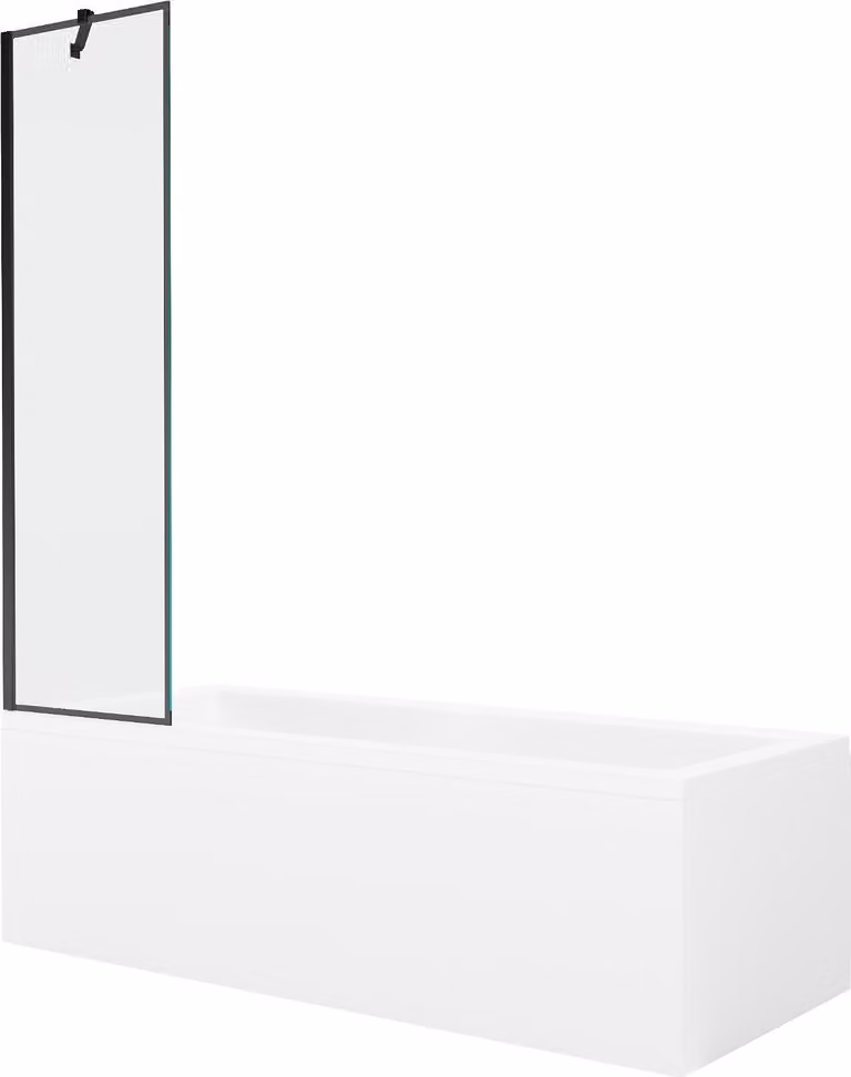 Mexen Cubik vasca rettangolare 170 x 70 cm con pannello e paravento a 1 anta 50 cm, motivo nero - 550317070X9505007070
