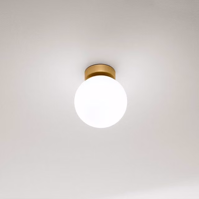 Perenz Maga Applique Plafoniera Moderna in Metallo e Vetro Bianco e Oro/Ottone con Lampadina E14