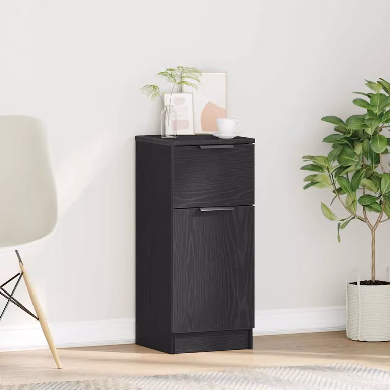 Credenza moderna vidaXL in legno ingegnerizzato MDF, colore nero, L/P/H: 30 x 30 x 70 cm