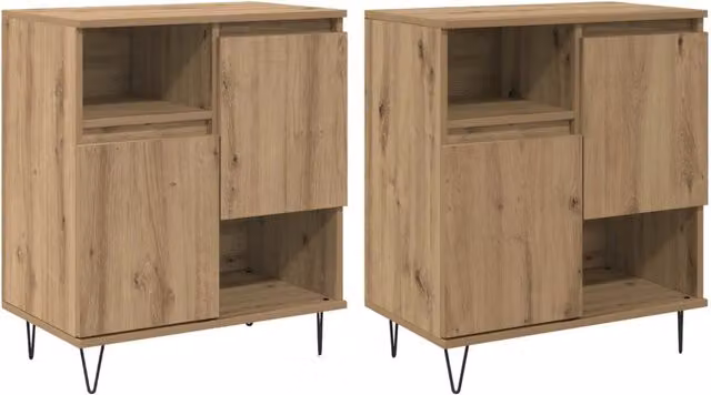 Set di 2 Credenze Moderne in Rovere Marrone con Finitura Opaca L/P/H: 60 x 35 x 70 cm