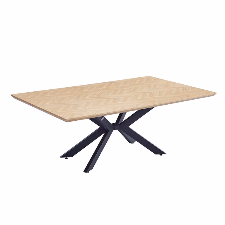 Home Deluxe Tavolo da pranzo quadrato AVENCIA con base a stella - Rovere a lisca di pesce 200 x 120 cm |Tavolo da cucina, sala da pranzo, tavolo da pranzo