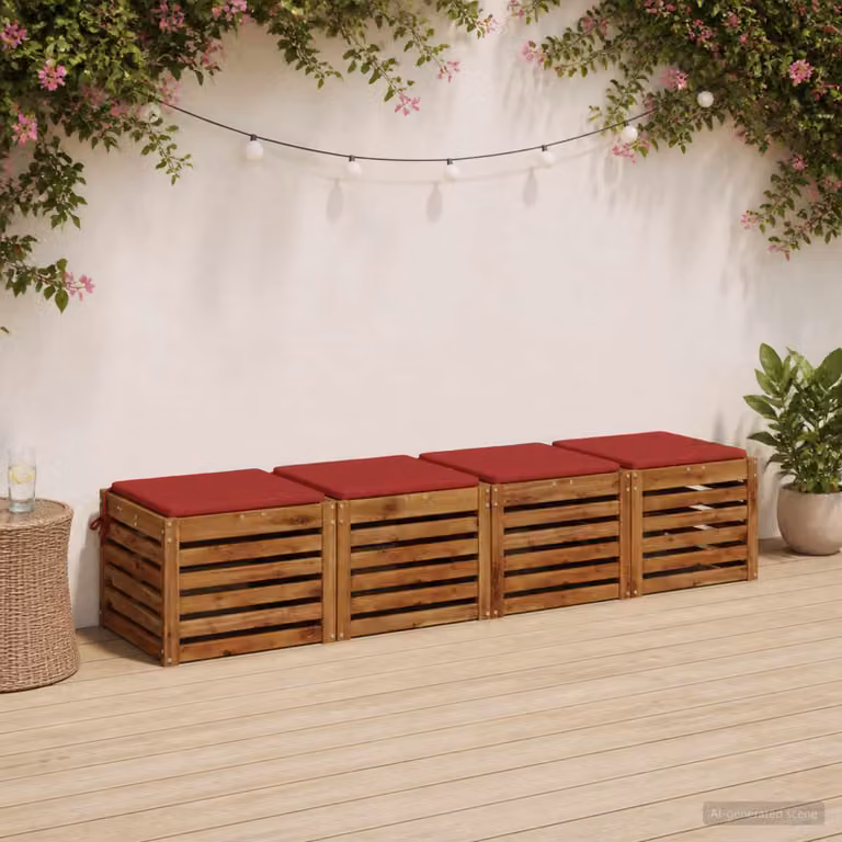 Set di 4 cuscini per sedia vidaXL SOEST in poliestere, colore rosso, con rivestimento lavabile e resistente ai raggi UV