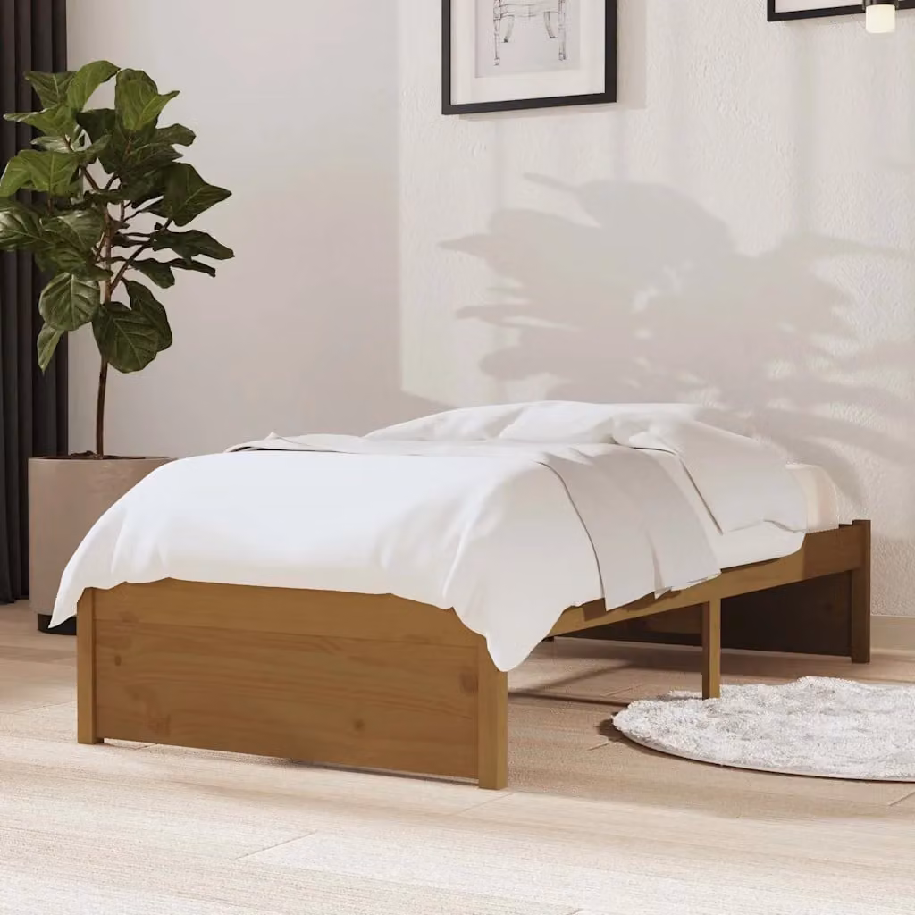 vidaXL Giroletto in legno massello di pino color ambra con doghe fisse L: 195,5 cm, P: 80,5 cm, H: 31 cm