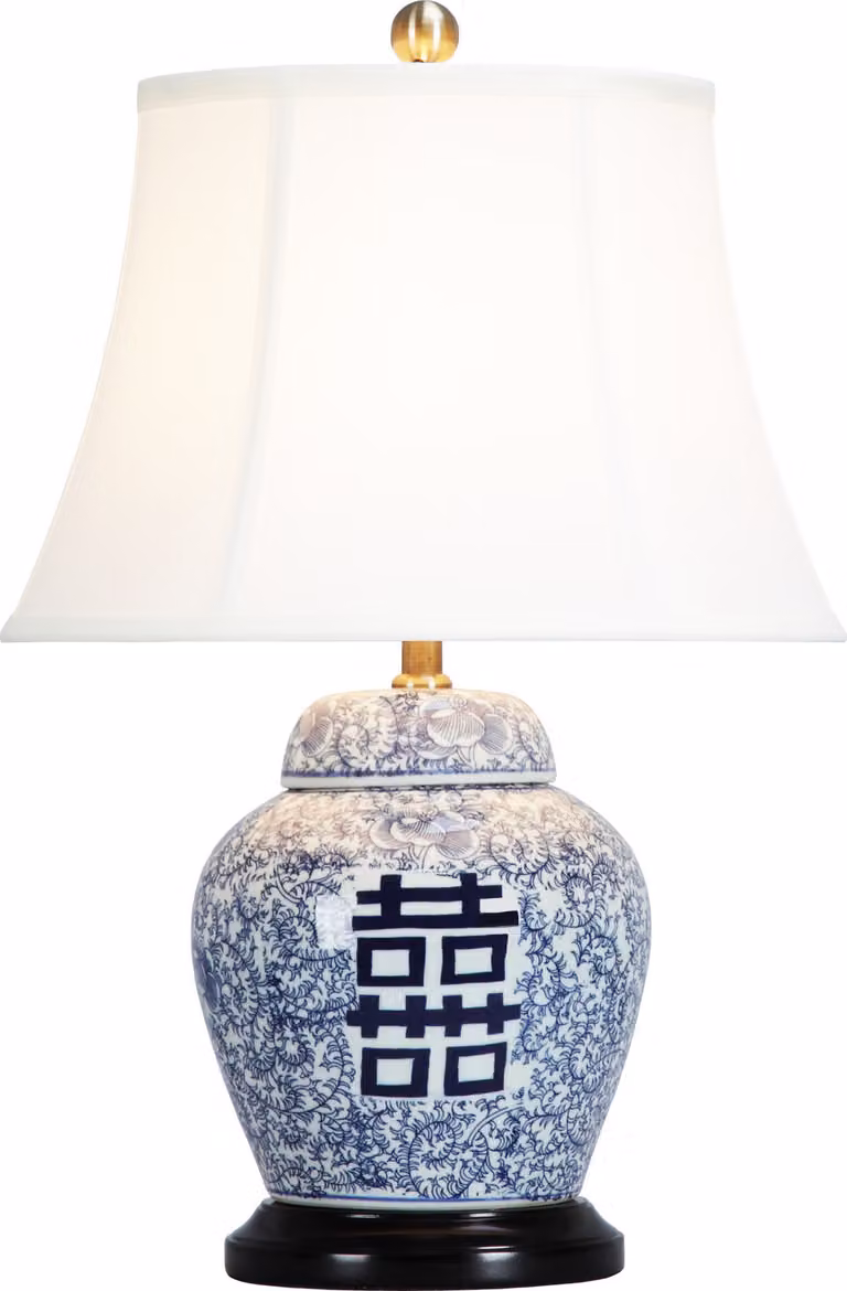 Fine Asianliving Lampada da tavolo cinese in porcellana con paralume E27 Lampada da tavolo orientale in Vetroceramica Lampade da comodino camera da letto soggiorno