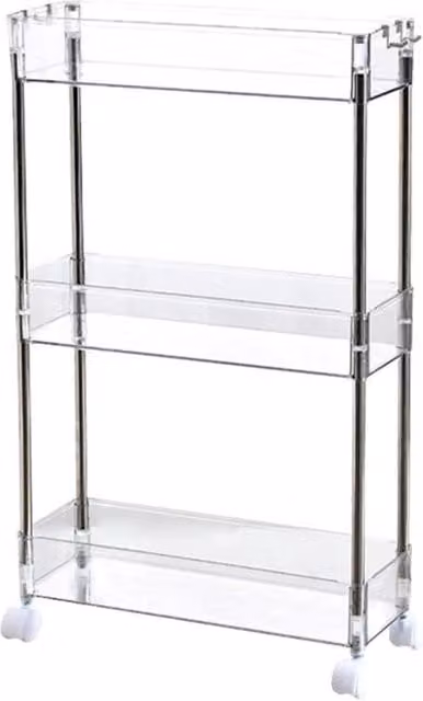 Carrello multifunzionale in acciaio inossidabile con ruote e ripiani trasparenti L/P/H: 80 x 60 x 40 cm