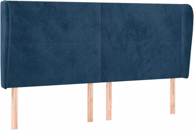 Testiera | Testata ad Orecchio Blu Scuro 183x23x118/128 cm in Velluto