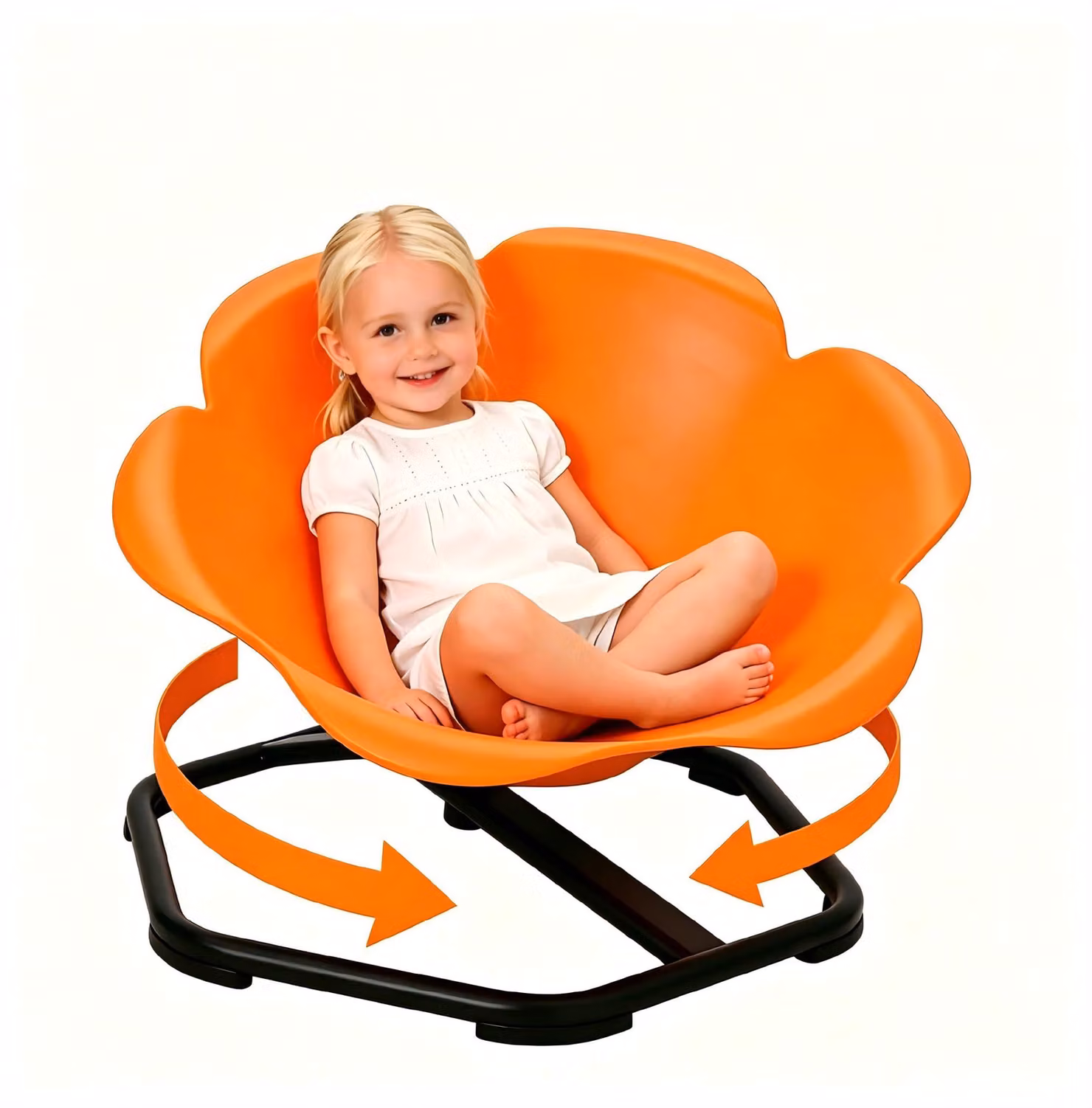 Sedia girevole sensoriale per bambini, con rotazione a 360°, colore arancione