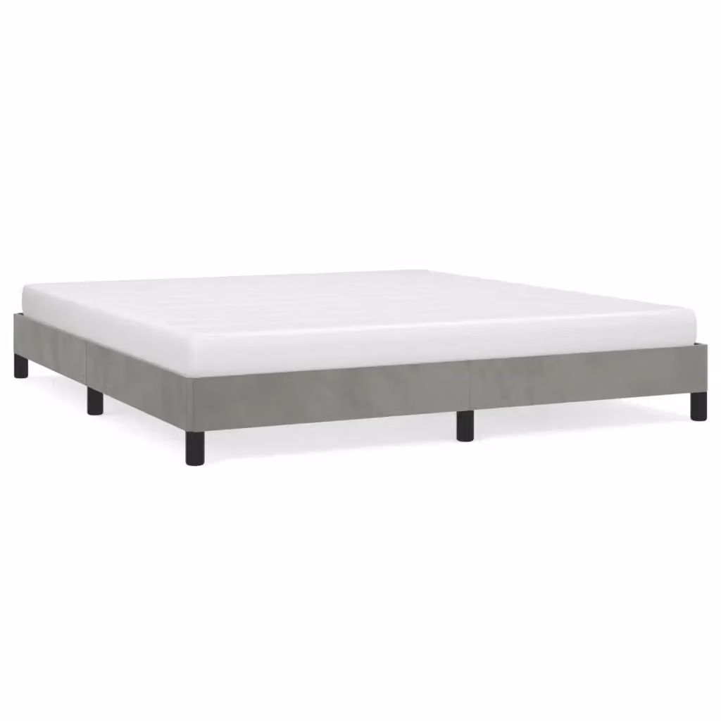 Struttura Letto Design Mania in Velluto Grigio Chiaro con Doghe in Legno L/P/H: 180 x 200 x 25 cm – 2