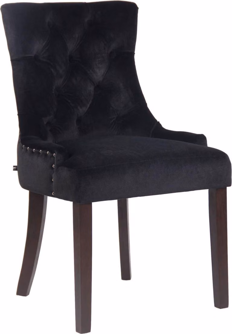 Sedia da pranzo in velluto - Sedia da cucina - Alto comfort - Legno di gomma vellutato | Colore: Nero | Colore chiaro: Antico