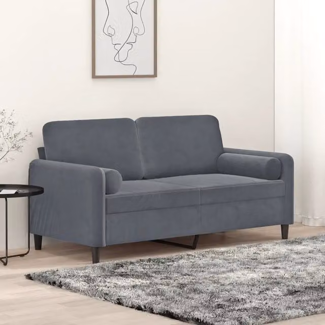 Divano a 2 Posti con Cuscini-Sofa 2 Posti con Cuscini Grigio Scuro 140 cm in Velluto 254882