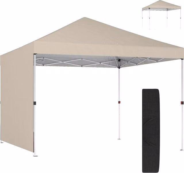 Gazebo Pieghevole Minimal Beige in Metallo e Tessuto Oxford con Protezione UPF 50+ L/P/H: 300 x 300 x 270 cm