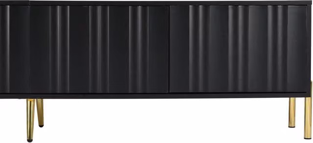 Mobile TV nero con gambe dorate, 190x38x48 cm