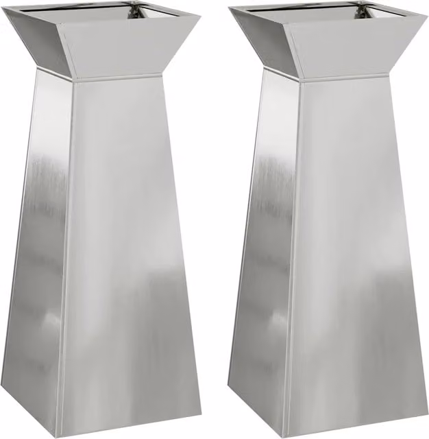 Set di 2 fioriere a colonna dal design moderno da esterno 40 x 40 x 100 cm in materiali resistenti argento 02_0052421