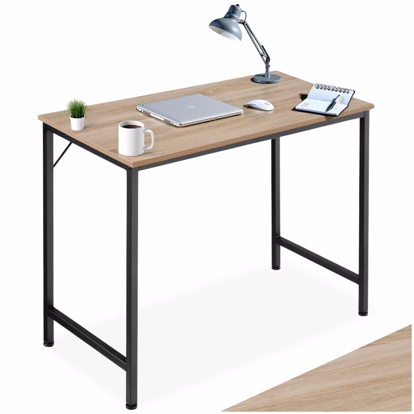 Scrivania da scrittura TecTake GmbH in stile industriale, colore rovere e beige, L: 80 cm, H: 75,5 cm, P: 50 cm – 1