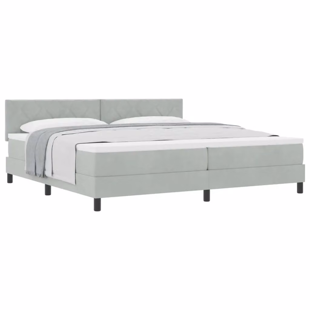 Letto a molle moderno vidaXL in velluto grigio con testiera, L/P/H: 200 x 200 x 280 cm – 2