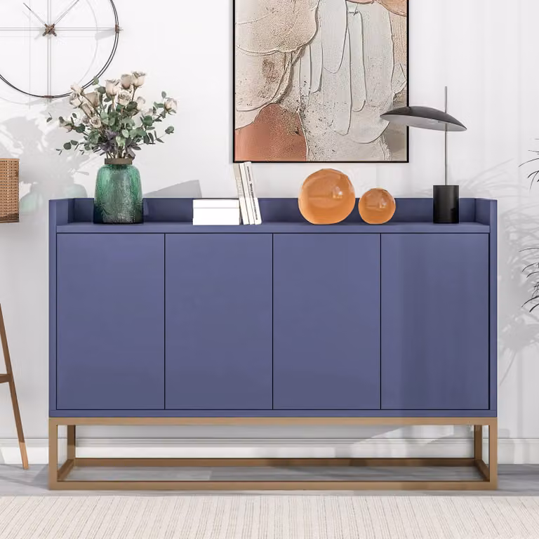 Armadio in metallo ProximaX a 4 ante in stile minimalista per sala da pranzo, soggiorno, cucina, blu navy