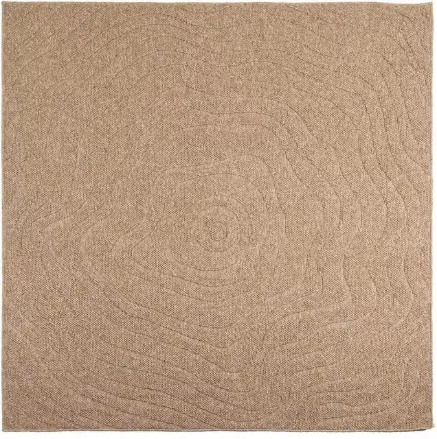 Tappeto a zone Moiré AGIRA Naturale Beige in Poliestere 200 x 200 cm