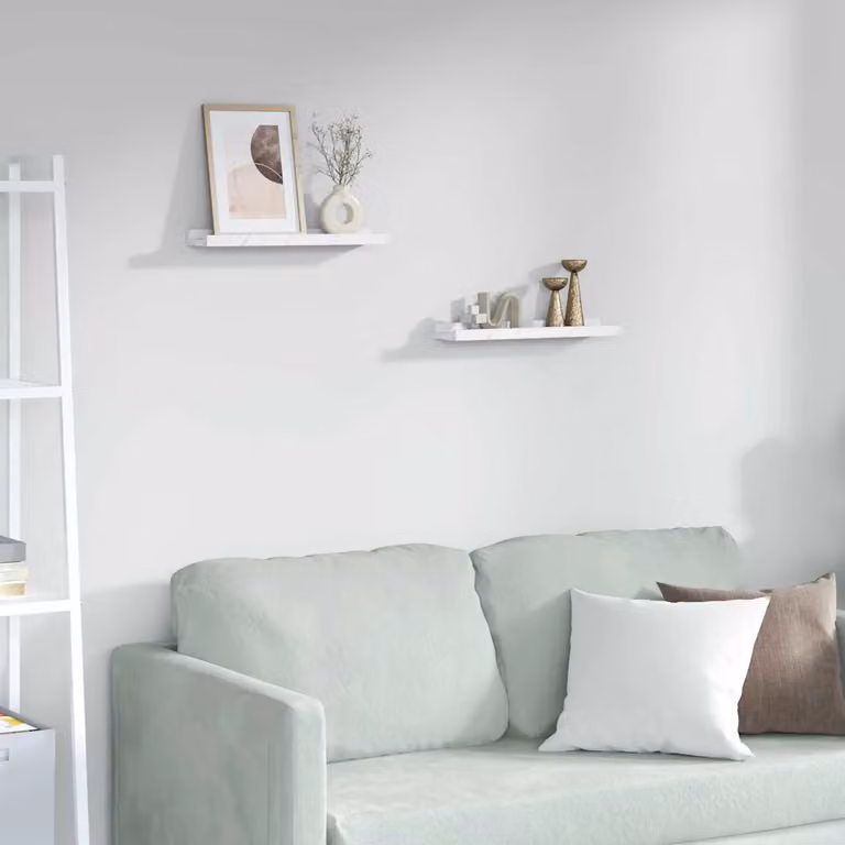 Set di 2 Scaffali da parete moderni vidaXL in Marmo Bianco L: 40 cm, P: 9 cm, H: 3 cm