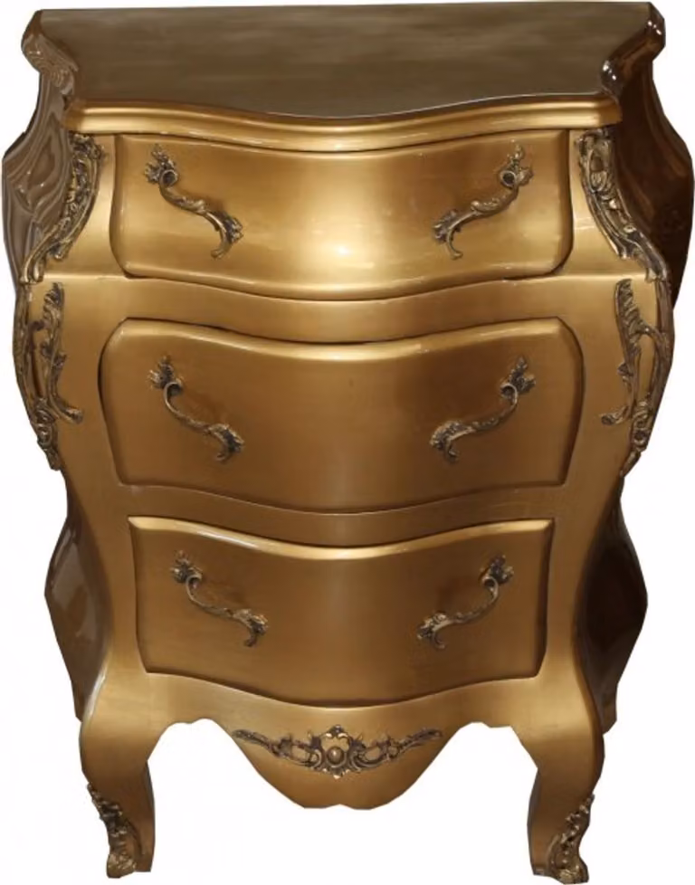Comò Casa Padrino Barock, in legno massello, finitura dorata, dimensioni: larghezza 68 cm, profondità 40 cm, altezza 79,5 cm