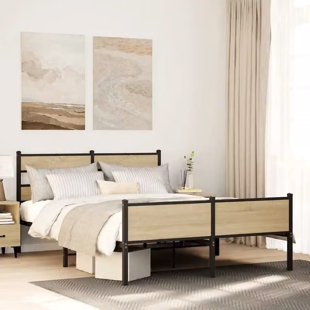 Giroletto vidaXL in Rovere e Metallo per Adulti, L/P/H: 140 x 190 x 76,5 cm – 1