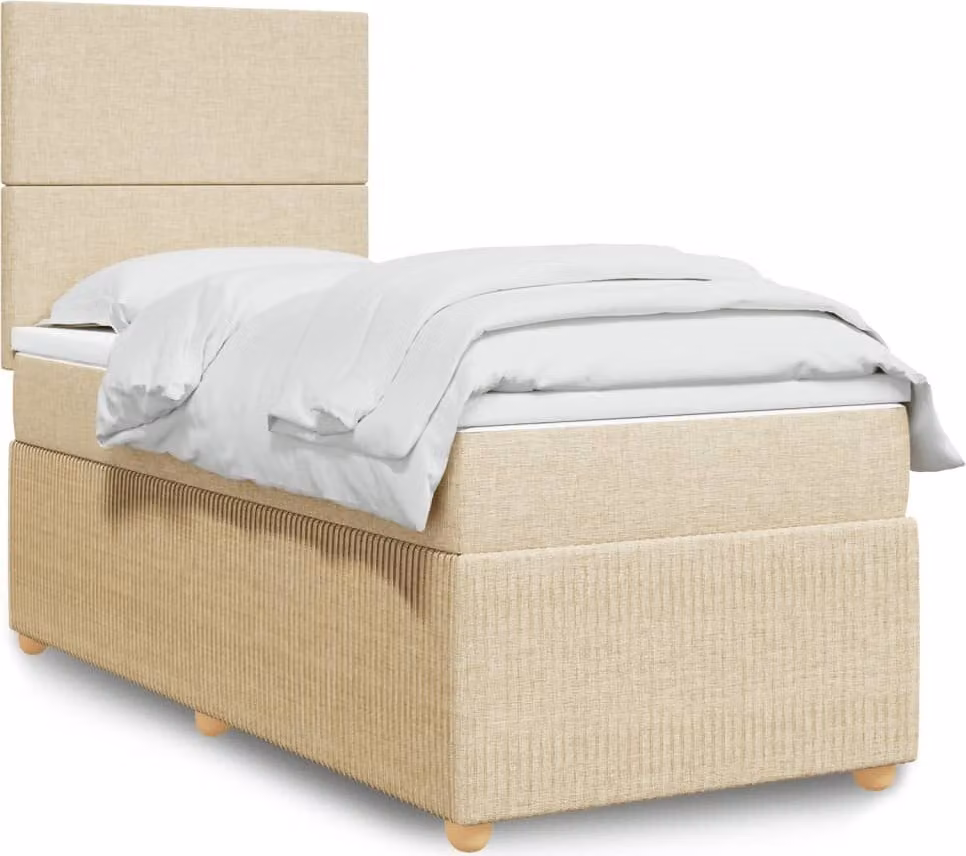Maison Exclusive - Giroletto a Molle con Materasso Crema 90x200 cm inTessuto