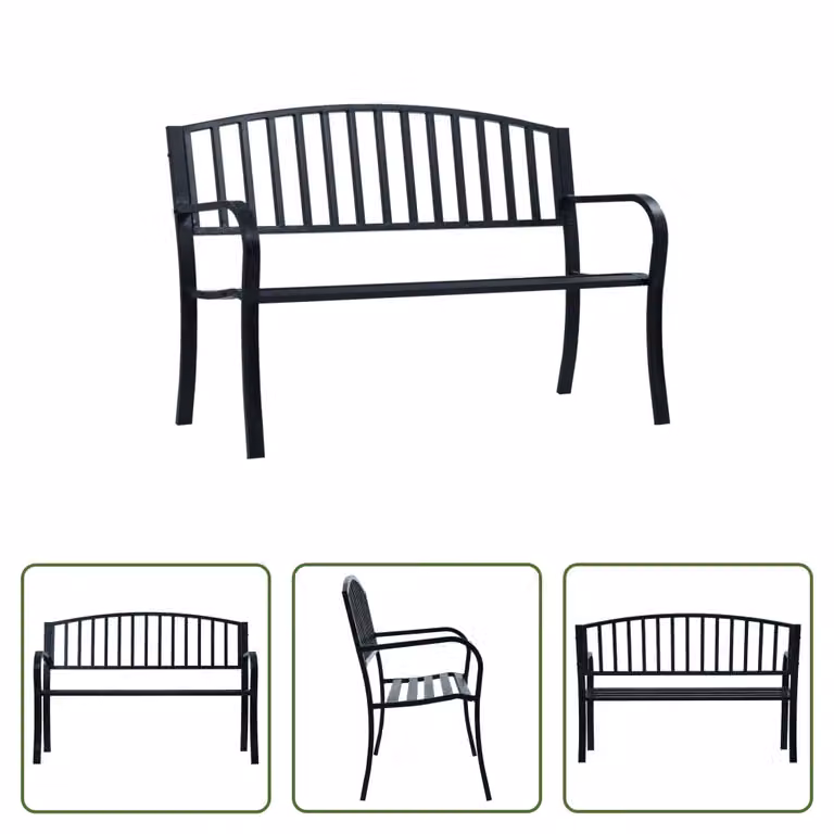 The Living Store panchina da giardino nera 120 cm in acciaio