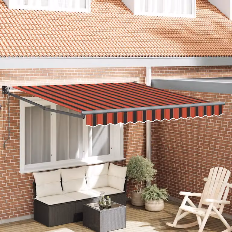 vidaXL Tenda Sole Automatica Retrattile con Motore in Alluminio e Poliestere, Arancione e Marrone, L: 3,5 m x P: 2,5 m