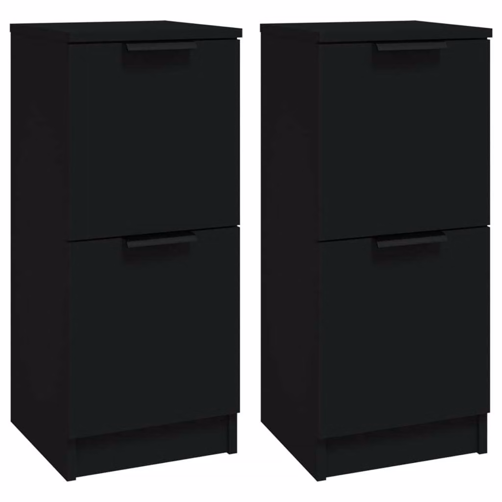 Credenze 2 pz Nere 30x30x70 cm in Legno Multistrato