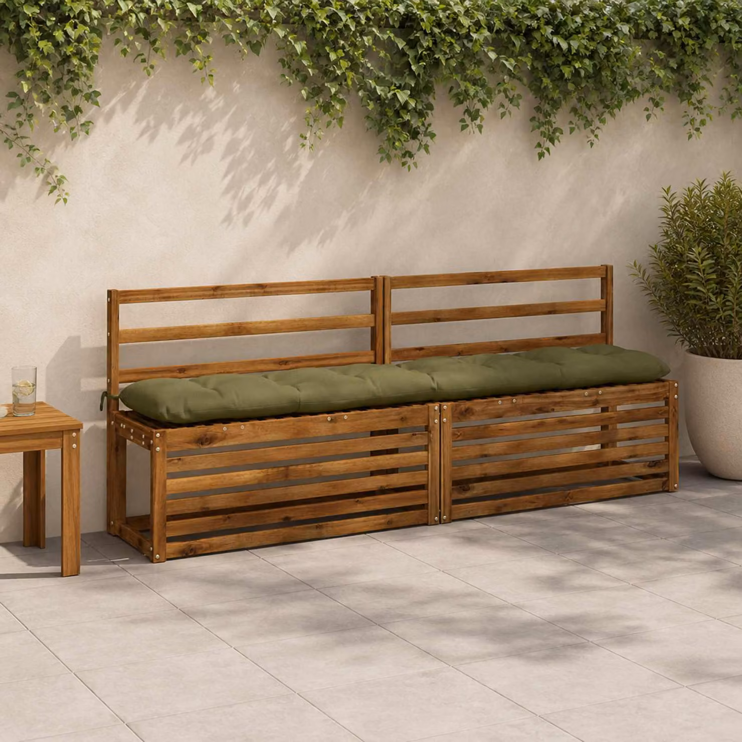 vidaXL Cuscini per Panchina VIANEN 2 pz 100% Poliestere Verde Oliva