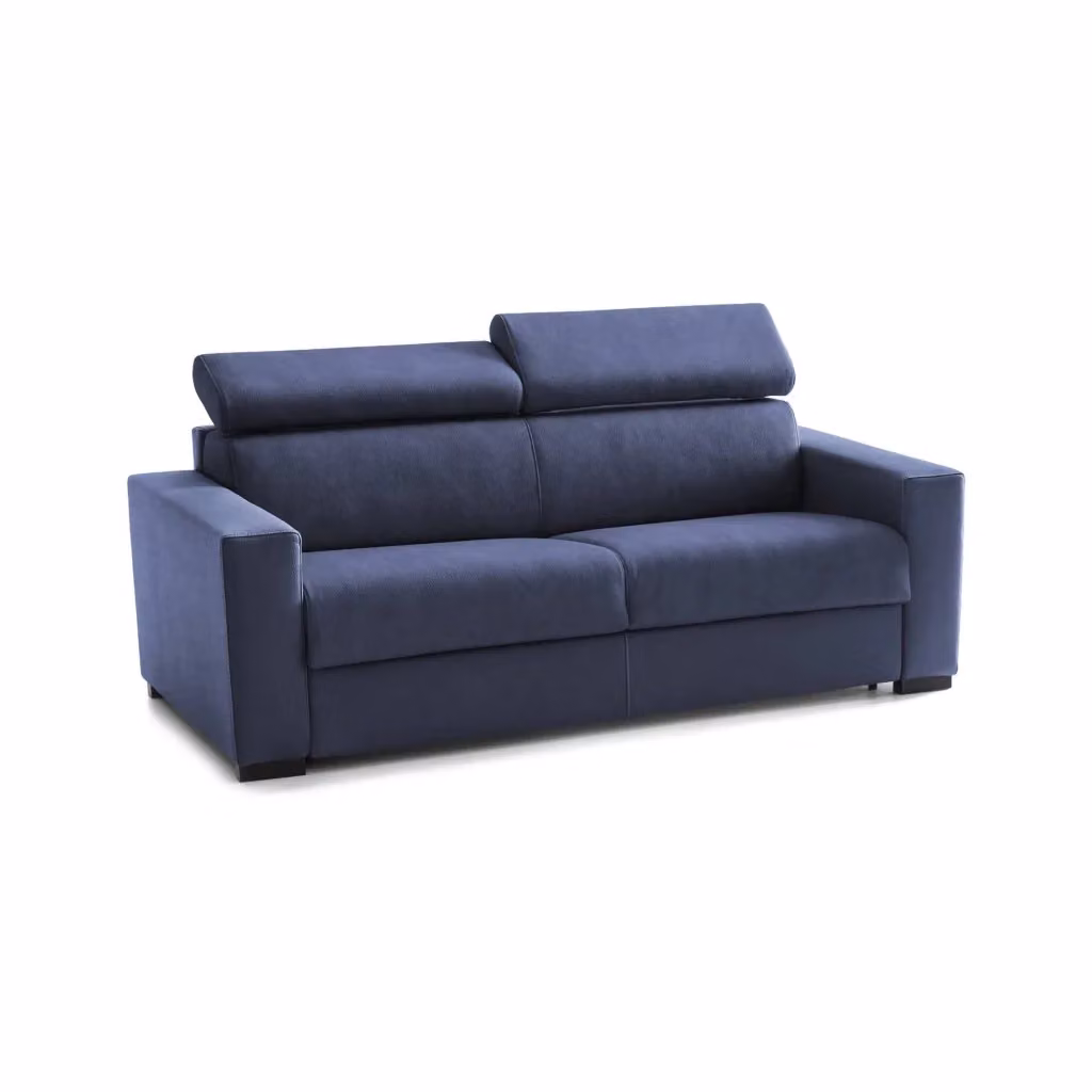 Divano Letto Algo Talamo Italia, Divano 3 Posti Blu con Apertura Girevole, Poggiatesta Regolabili e Braccioli Slim, L: 200 cm, H: 85 cm, P: 95 cm – 2