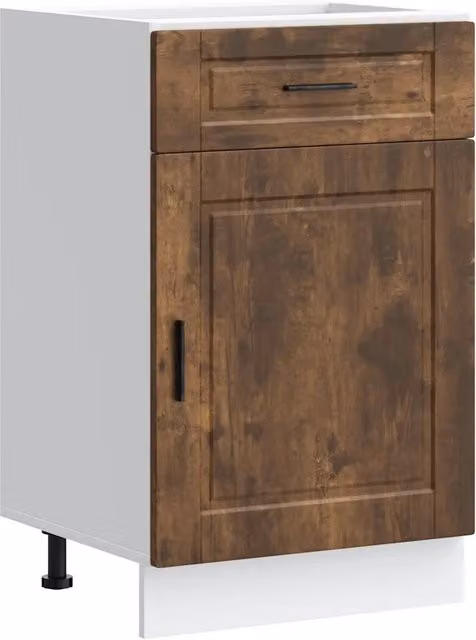 Mobile da cucina moderno HELLOSHOP26 in legno composito marrone con ante e cassetti L/P/H: 50 x 46 x 81,5 cm – 1
