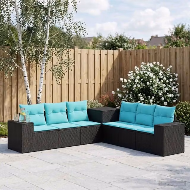 Set di divani 7 pz Nero e Blu 55 x 55 x 69 cm 3448836
