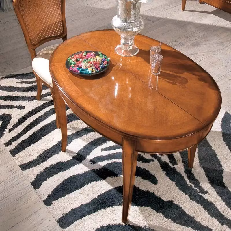 Tavolo ovale allungabile classico in legno con intarsio floreale Mobili 2G L/P/H: 110 x 80 x 79 cm – 3