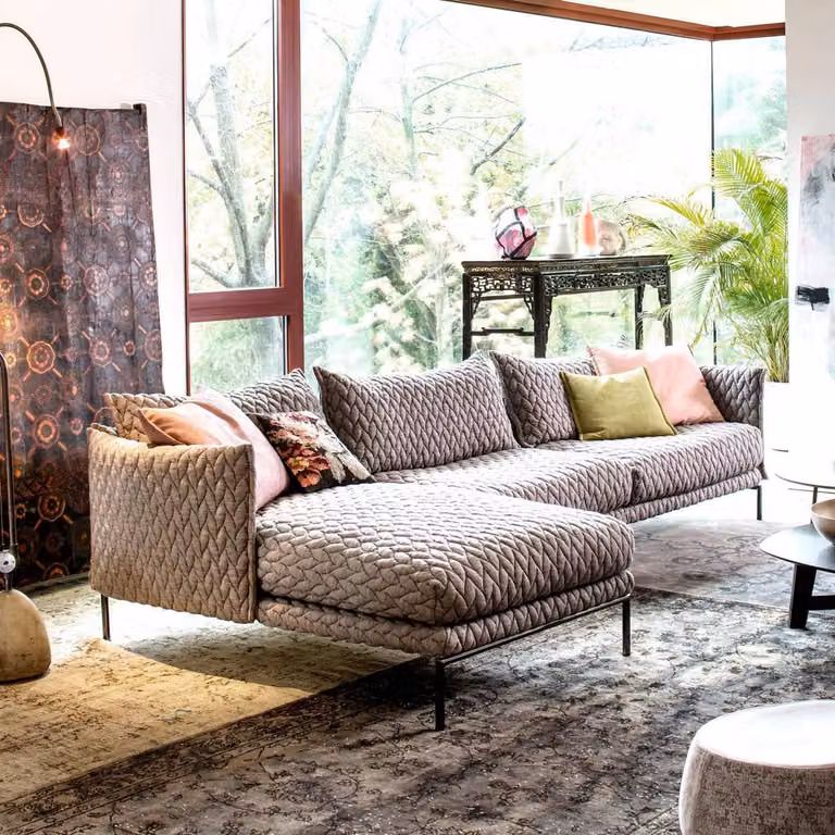 Ecksofa L-Form Couch Wohnlandschaft Garnitur Design Modern Sofa Stoff Textil